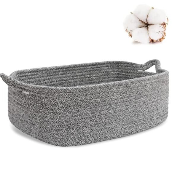 Rope Storage Basket, 14.2''x 11''x 5.1'' Cotton Woven Dog Cat Toy Bins,Cube Soft - Picture 1 of 7